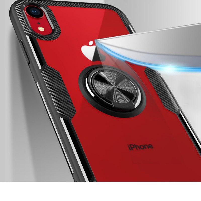 Case Hoesje iPhone XR Rood Zwart Telefoonhoesje Ringdrager Gehard Glas