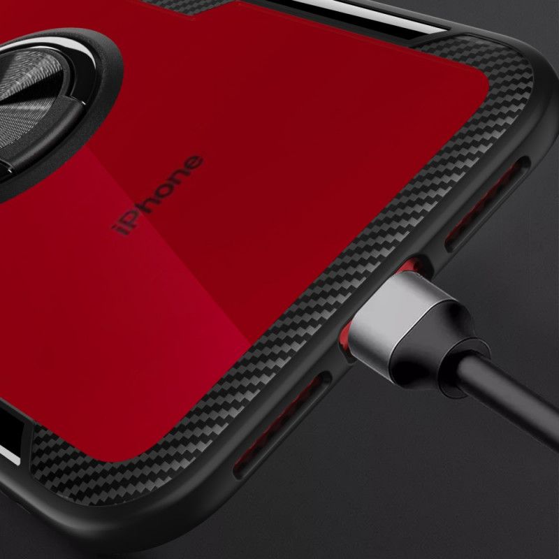 Case Hoesje iPhone XR Rood Zwart Telefoonhoesje Ringdrager Gehard Glas