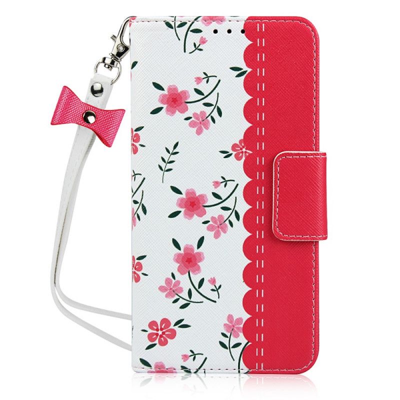 Cover Folio-hoesje iPhone XR Groen Magenta Telefoonhoesje String Roosjes