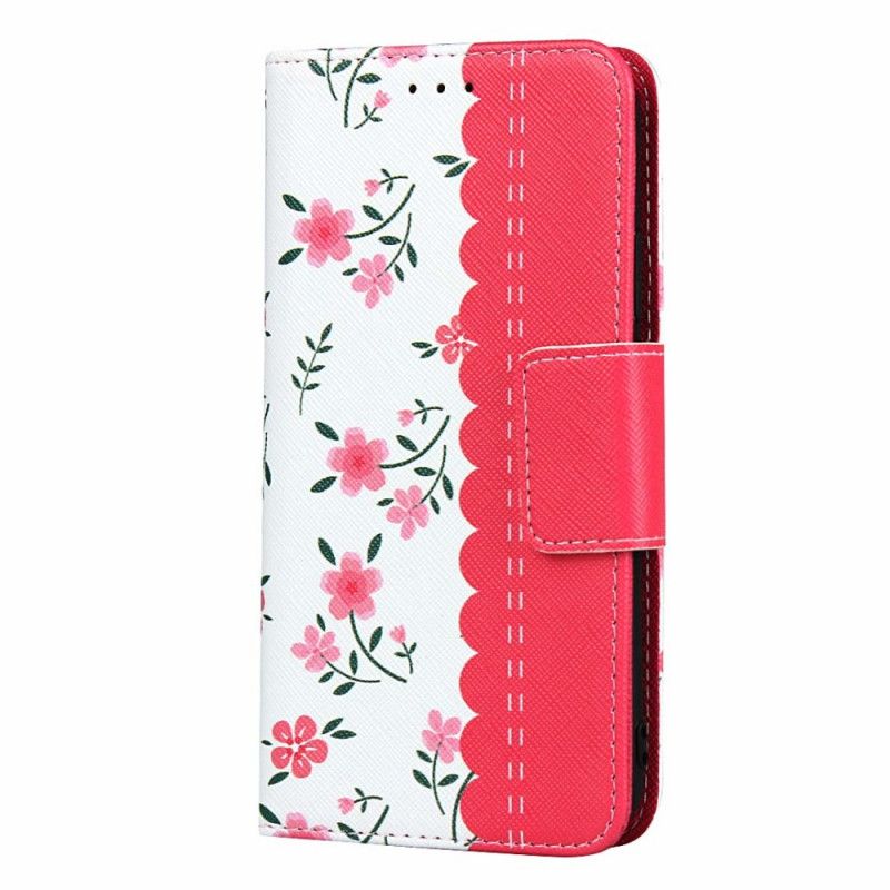 Cover Folio-hoesje iPhone XR Groen Magenta Telefoonhoesje String Roosjes