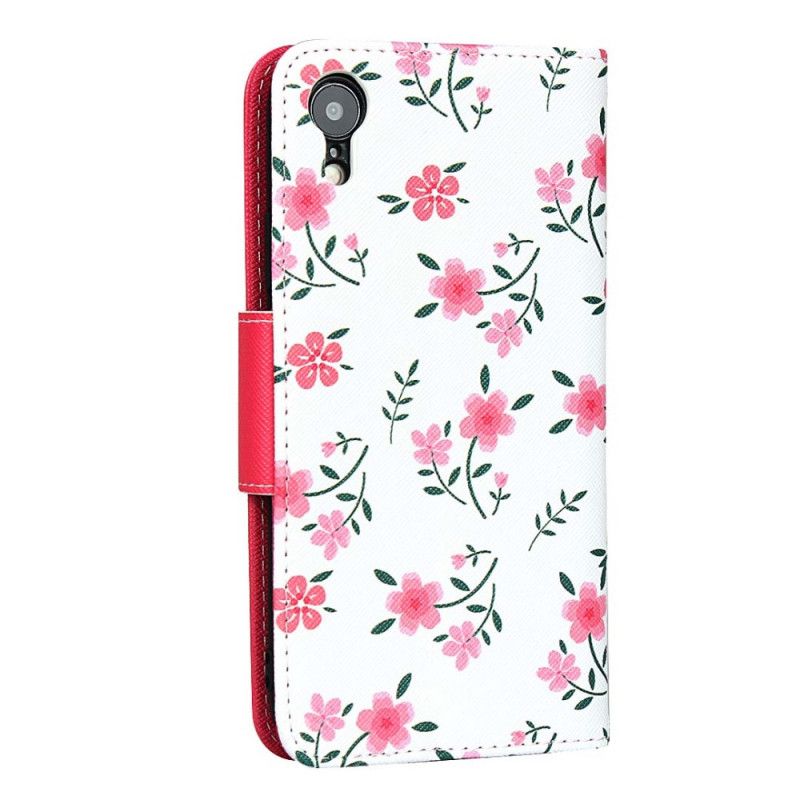 Cover Folio-hoesje iPhone XR Groen Magenta Telefoonhoesje String Roosjes