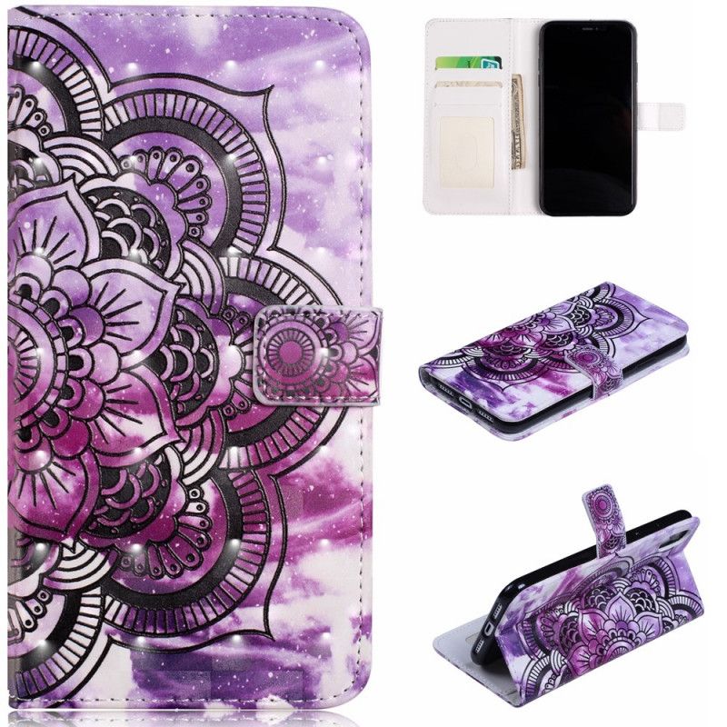 Cover Folio-hoesje iPhone XR Telefoonhoesje Paarse Mandala