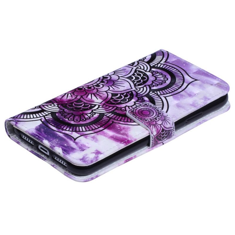 Cover Folio-hoesje iPhone XR Telefoonhoesje Paarse Mandala