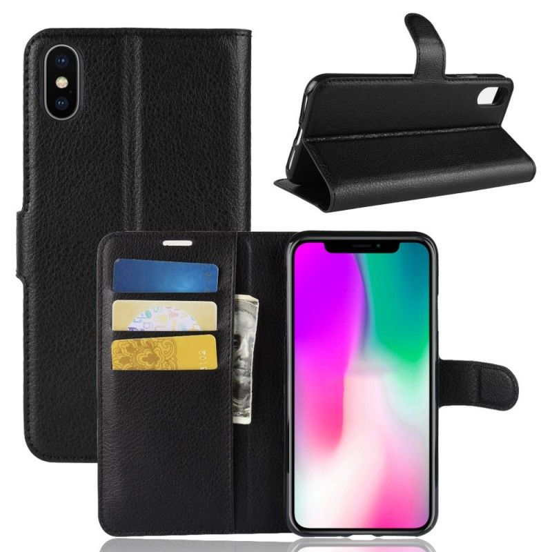 Cover Folio-hoesje iPhone XR Wit Zwart Telefoonhoesje Klassiek