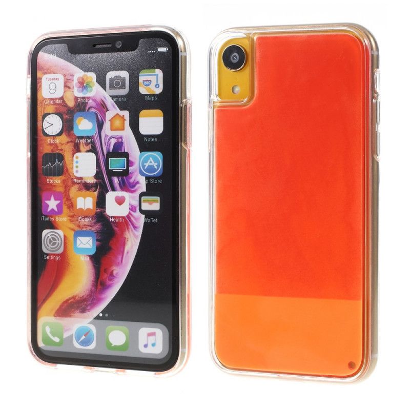 Cover Hoesje iPhone XR Lichtblauw Rood Telefoonhoesje Lichtgevend