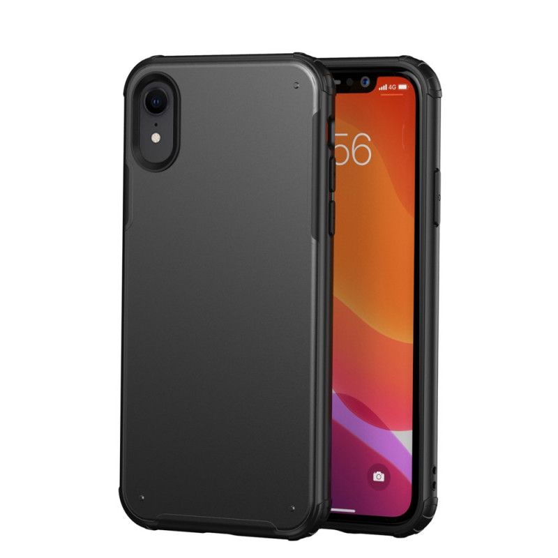 Cover Hoesje iPhone XR Rood Zwart Telefoonhoesje Hybride Siliconen Velgontwerp