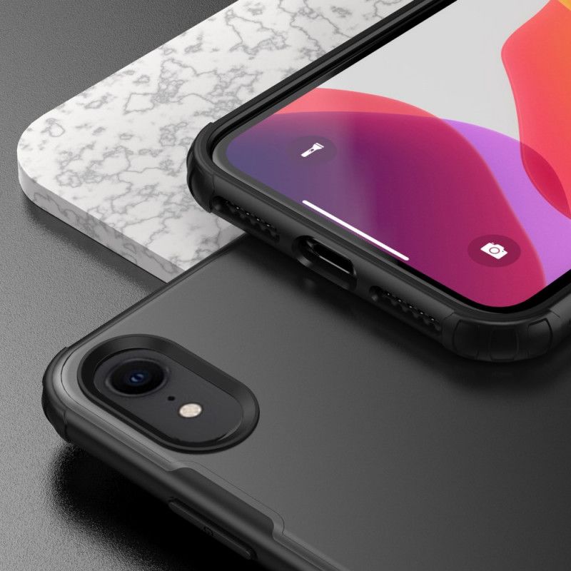 Cover Hoesje iPhone XR Rood Zwart Telefoonhoesje Hybride Siliconen Velgontwerp