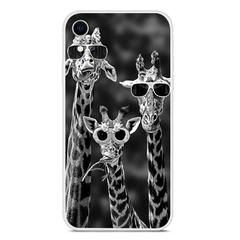 Cover Hoesje iPhone XR Telefoonhoesje Giraffen Met Bril