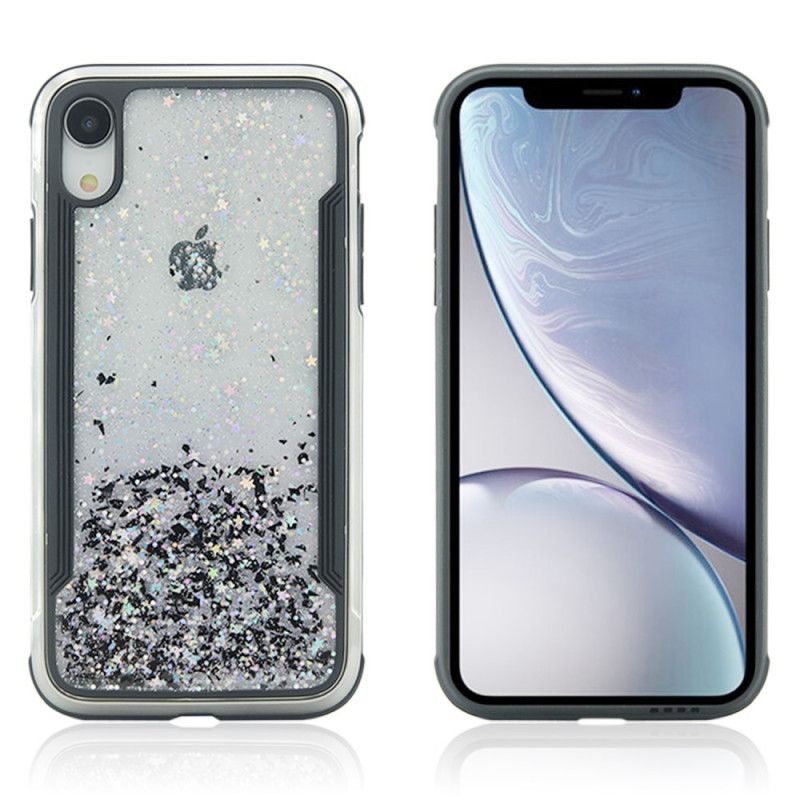 Cover Hoesje iPhone XR Zilver Rood Telefoonhoesje Glittertrend