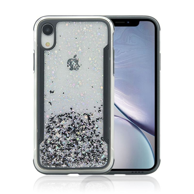 Cover Hoesje iPhone XR Zilver Rood Telefoonhoesje Glittertrend