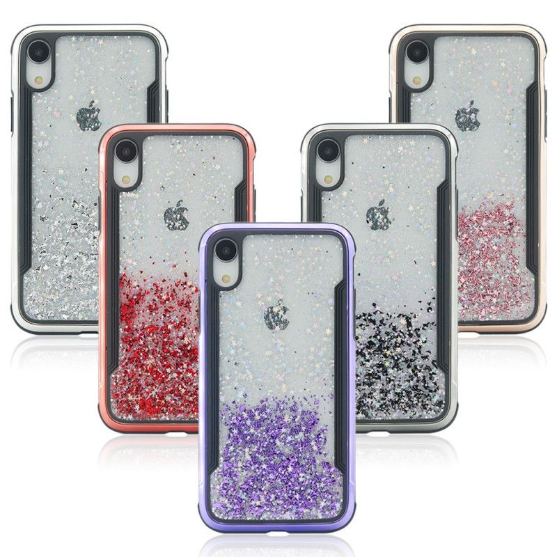 Cover Hoesje iPhone XR Zilver Rood Telefoonhoesje Glittertrend