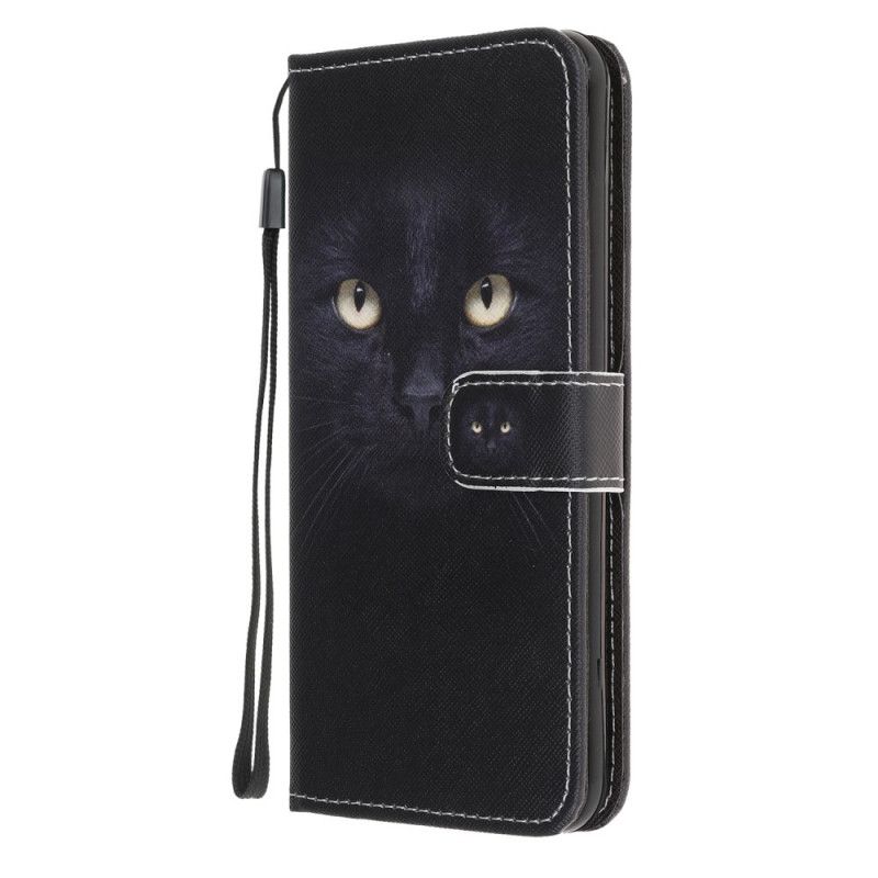 Flip Case Leren iPhone XR Zwarte Kattenogen Met String
