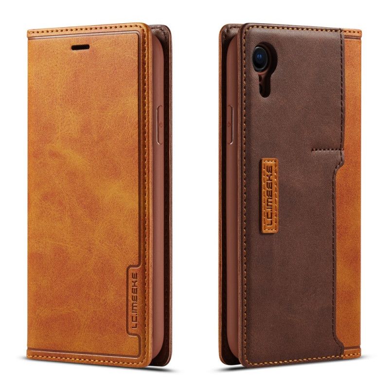 Folio-hoesje iPhone XR Bruin Zwart Lc-001 Serie Lc.Imeeke