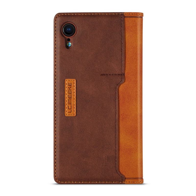 Folio-hoesje iPhone XR Bruin Zwart Lc-001 Serie Lc.Imeeke