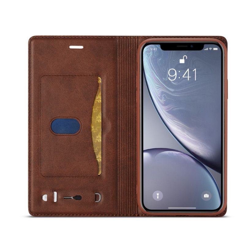 Folio-hoesje iPhone XR Bruin Zwart Lc-001 Serie Lc.Imeeke