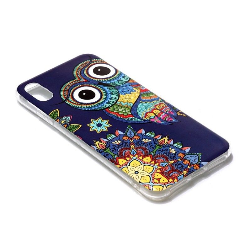 Hoesje iPhone XR Fluorescerende Mandala-Uil