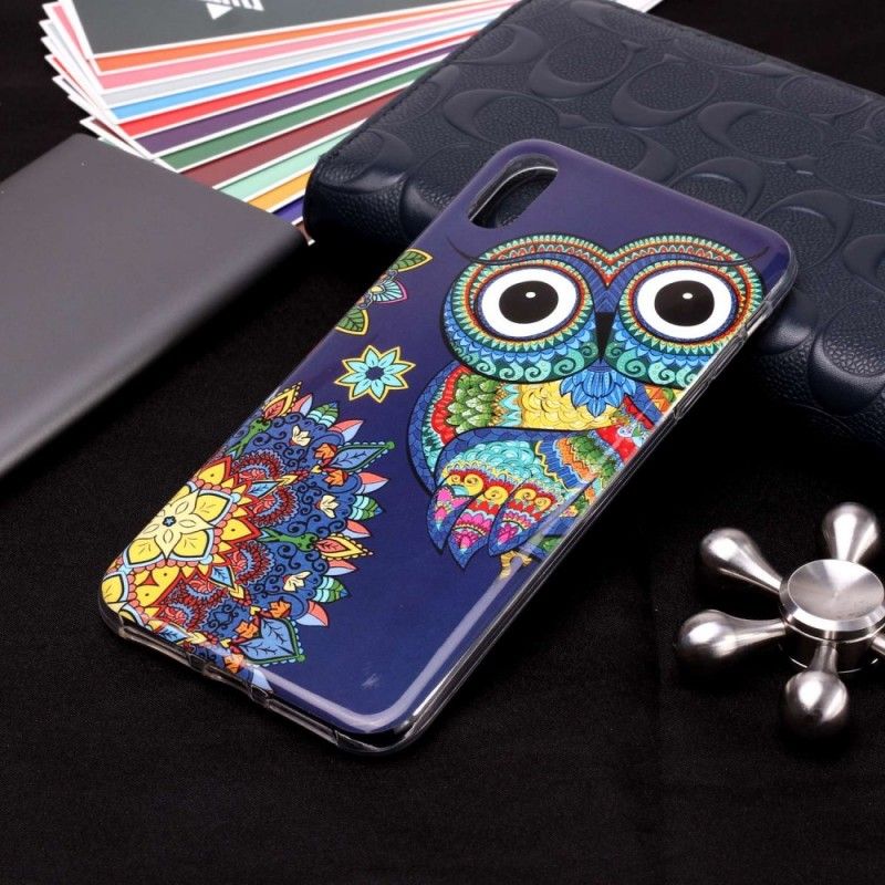 Hoesje iPhone XR Fluorescerende Mandala-Uil