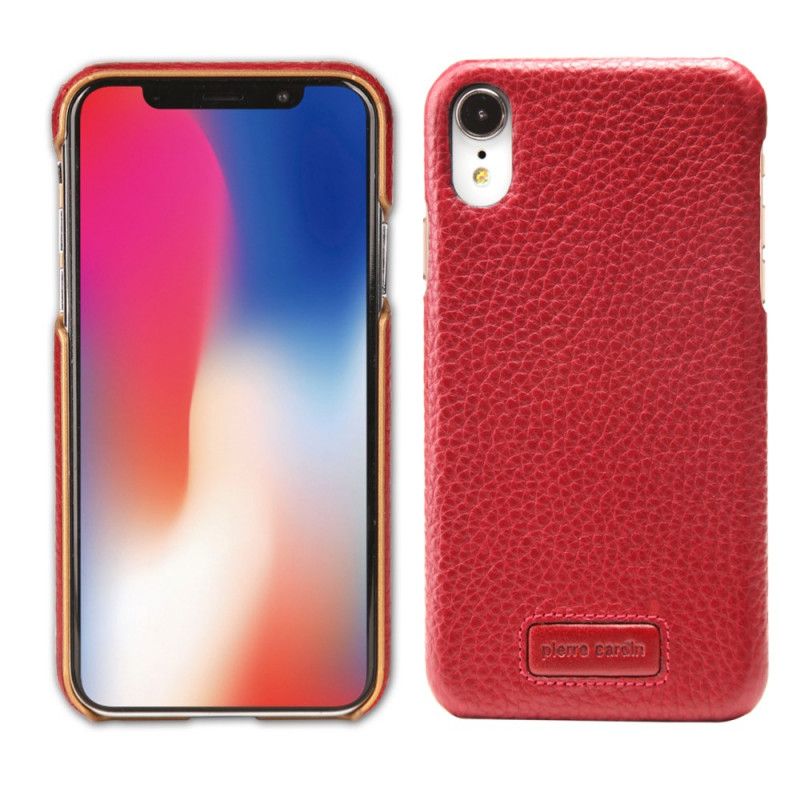 Hoesje iPhone XR Geel Rood Echt Lychee Leer Van Pierre Cardin