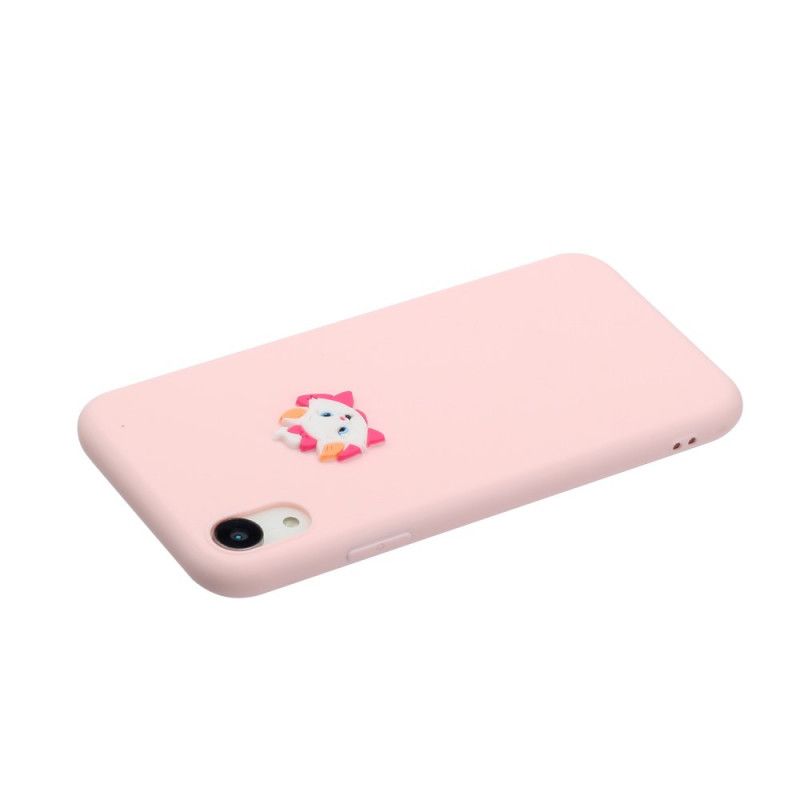 Hoesje iPhone XR Grijs Wit Siliconen Dierenlogo