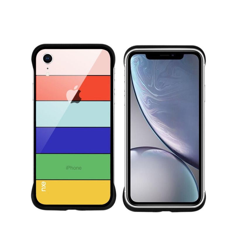 Hoesje iPhone XR Lichtblauw Geel Nxe Regenboogreeks