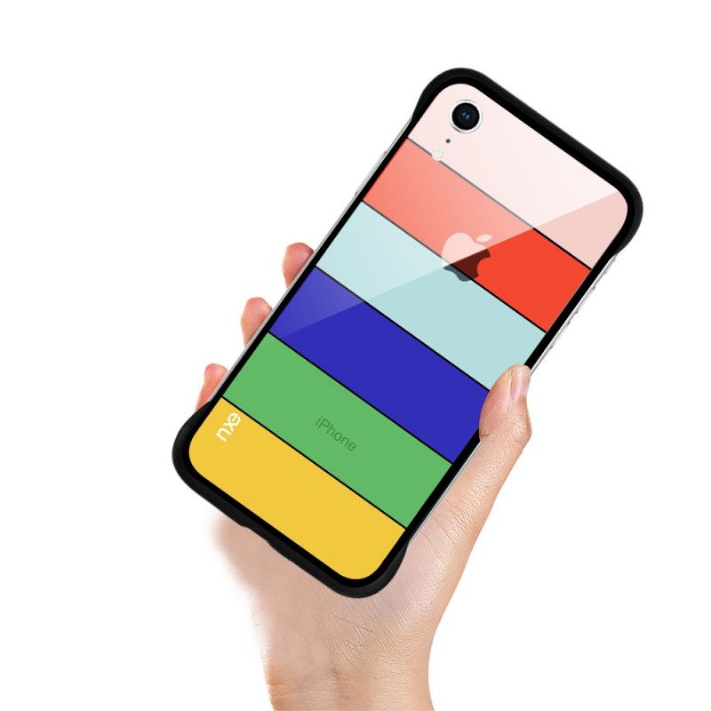 Hoesje iPhone XR Lichtblauw Geel Nxe Regenboogreeks