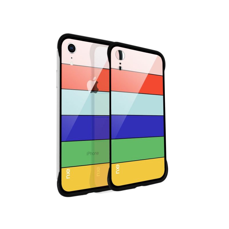 Hoesje iPhone XR Lichtblauw Geel Nxe Regenboogreeks