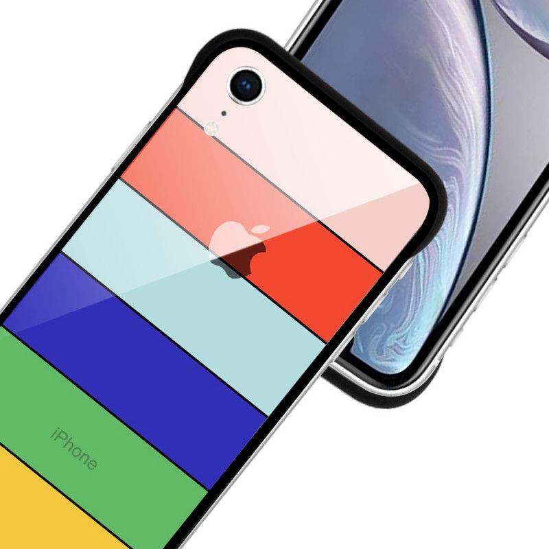 Hoesje iPhone XR Lichtblauw Geel Nxe Regenboogreeks