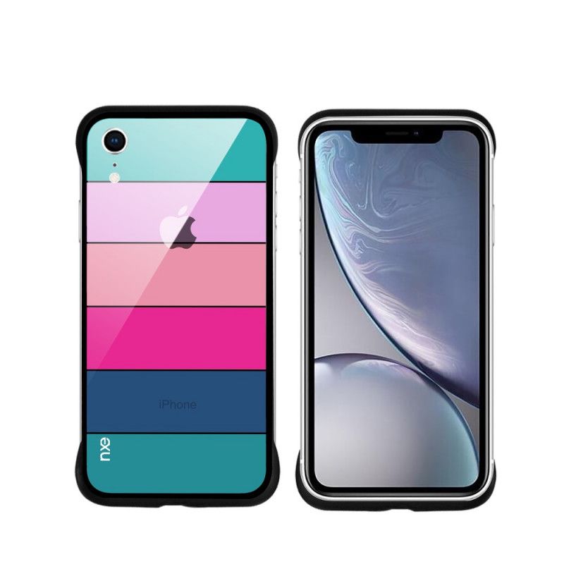 Hoesje iPhone XR Lichtblauw Geel Nxe Regenboogreeks