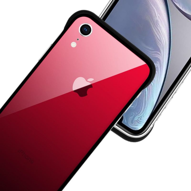 Hoesje iPhone XR Paars Donkerblauw Nxe Gehard Glas Kleuren