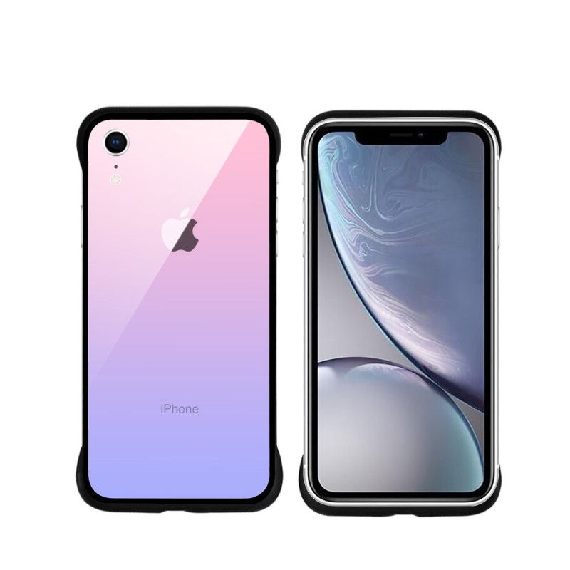 Hoesje iPhone XR Paars Donkerblauw Nxe Gehard Glas Kleuren