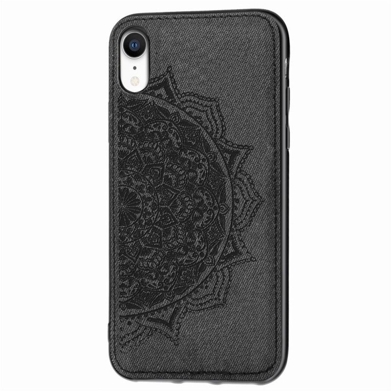 Hoesje iPhone XR Rood Grijs Stof En Mandala-Structuur