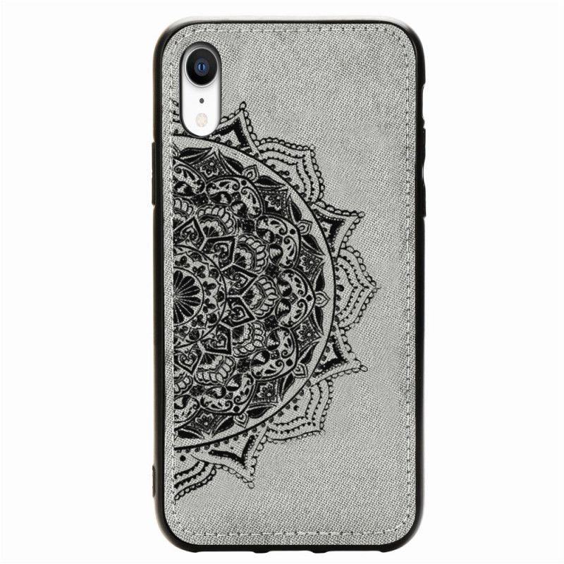 Hoesje iPhone XR Rood Grijs Stof En Mandala-Structuur