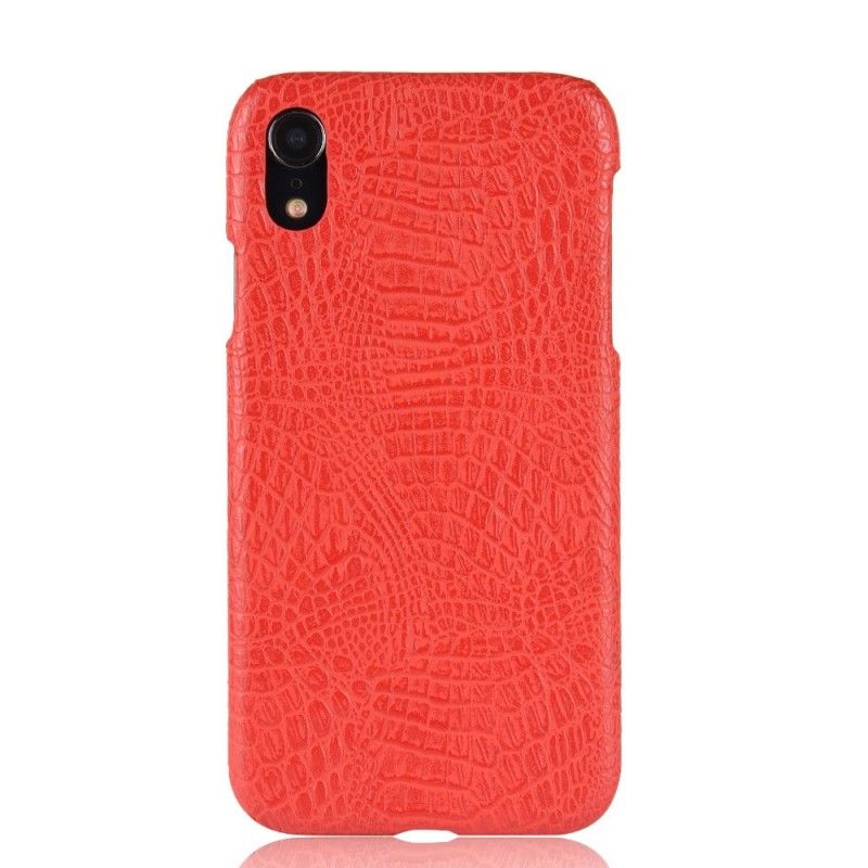 Hoesje iPhone XR Rood Zwart Krokodillenhuideffect