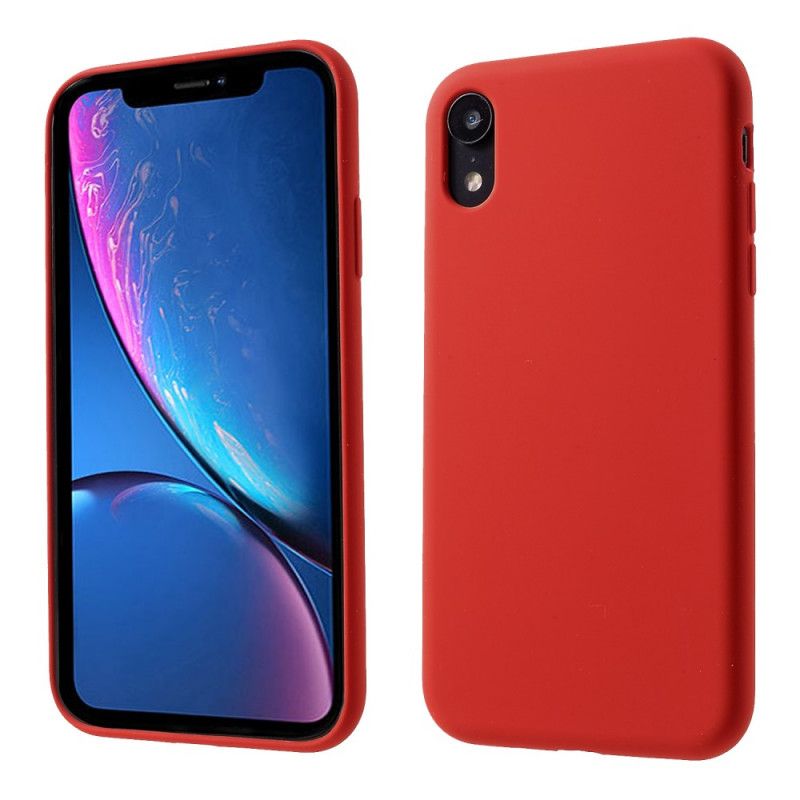 Hoesje iPhone XR Rood Zwart Onderlinge Vloeibare Siliconen