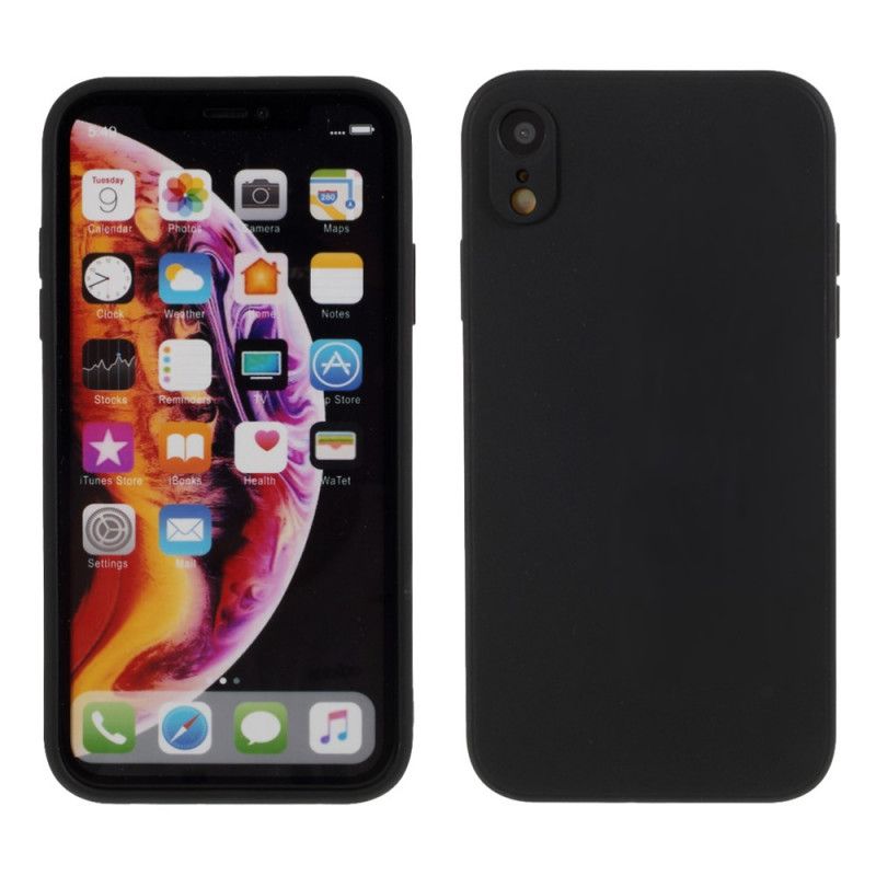 Hoesje iPhone XR Rood Zwart Pure Kleur Mat Siliconen