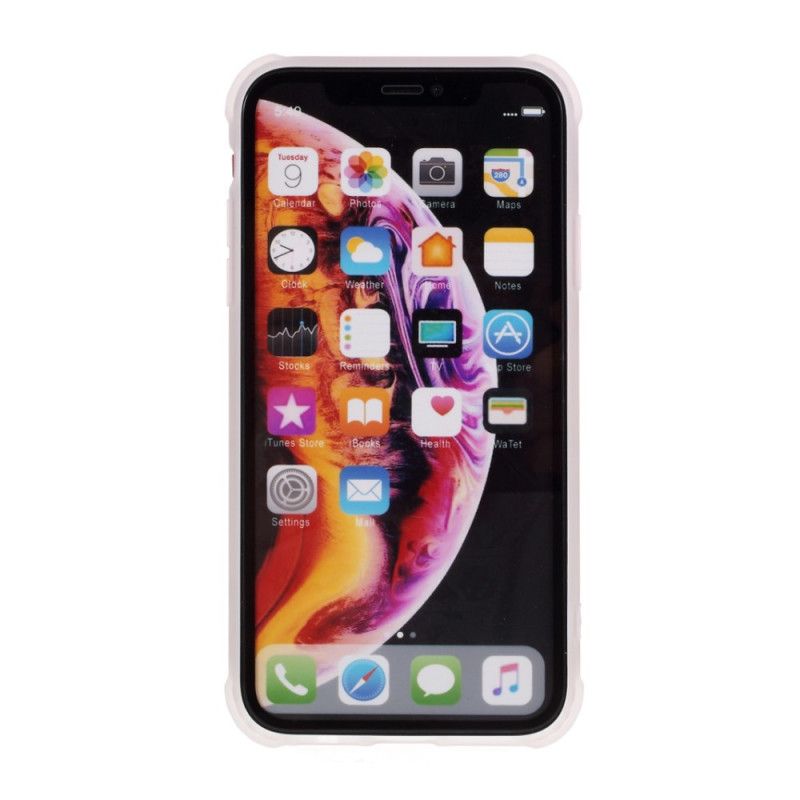 Hoesje iPhone XR Roze Wit Marmeren Geometrieontwerp