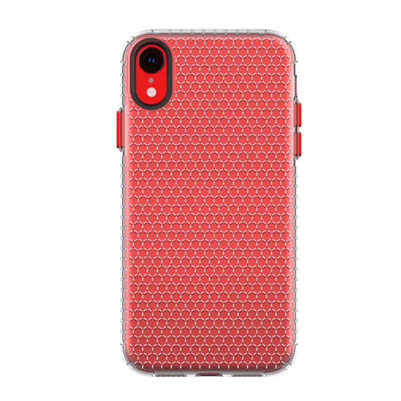 Hoesje iPhone XR Roze Zwart Design Honingraatstijl