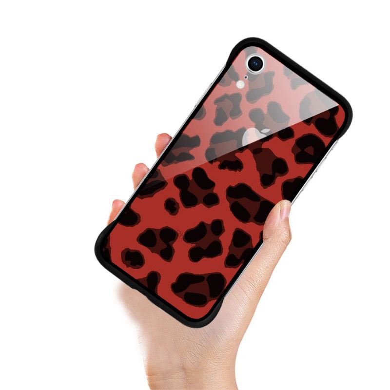 Hoesje voor iPhone XR Bruin Rood Nxe Luipaardvlekken