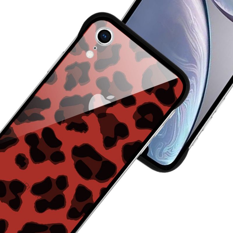 Hoesje voor iPhone XR Bruin Rood Nxe Luipaardvlekken