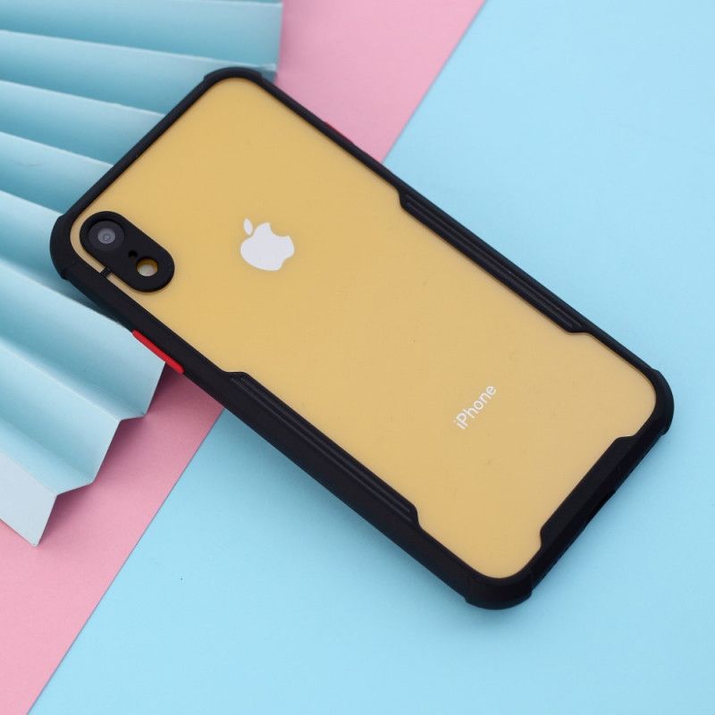 Hoesje voor iPhone XR Oranje Zwart Hybride Met Gekleurde Randen