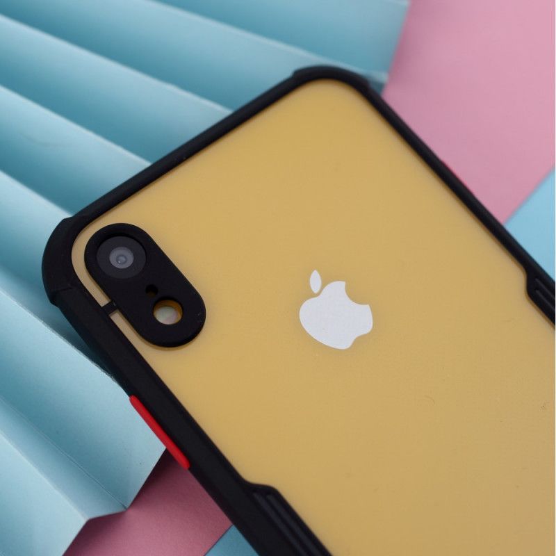 Hoesje voor iPhone XR Oranje Zwart Hybride Met Gekleurde Randen