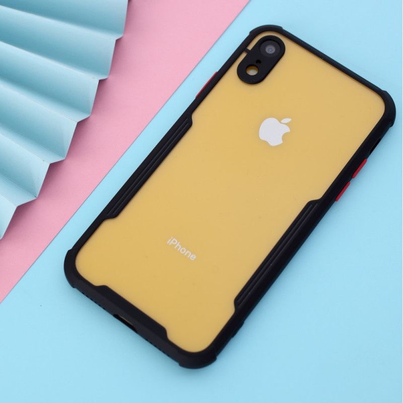 Hoesje voor iPhone XR Oranje Zwart Hybride Met Gekleurde Randen