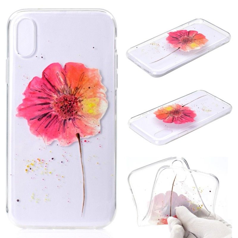 Hoesje voor iPhone XR Transparante Aquarel Klaproos