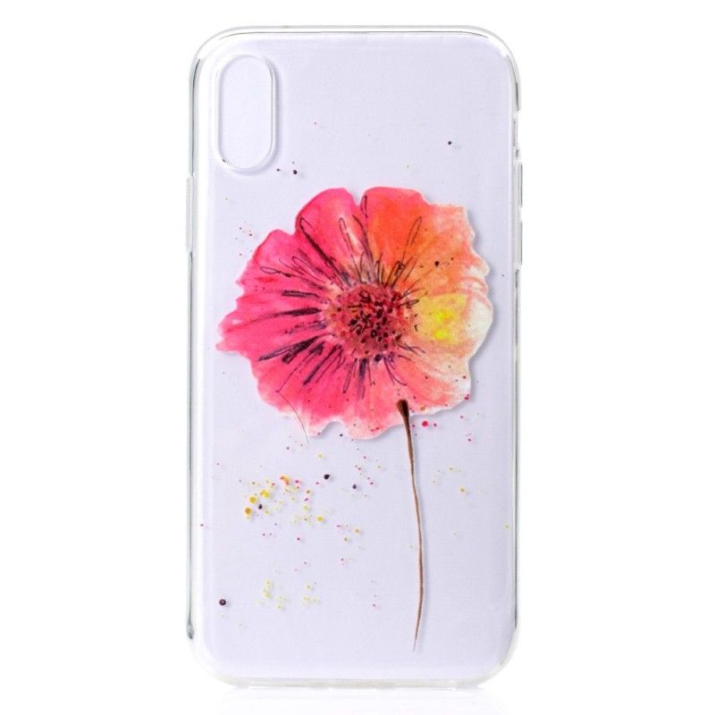 Hoesje voor iPhone XR Transparante Aquarel Klaproos