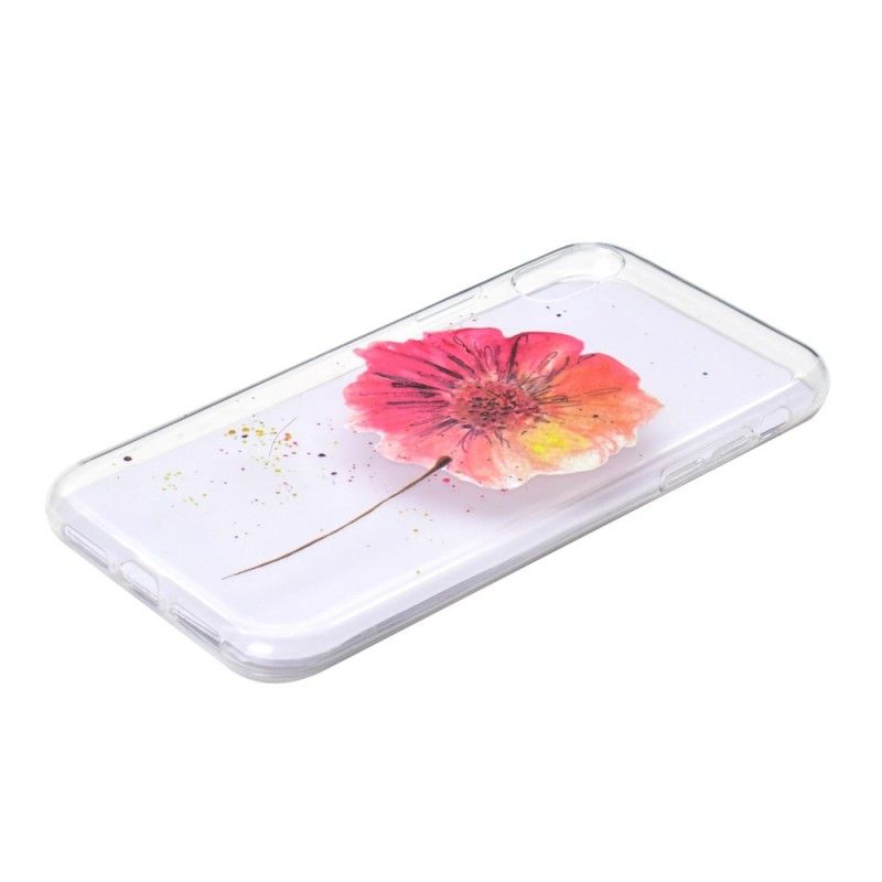 Hoesje voor iPhone XR Transparante Aquarel Klaproos