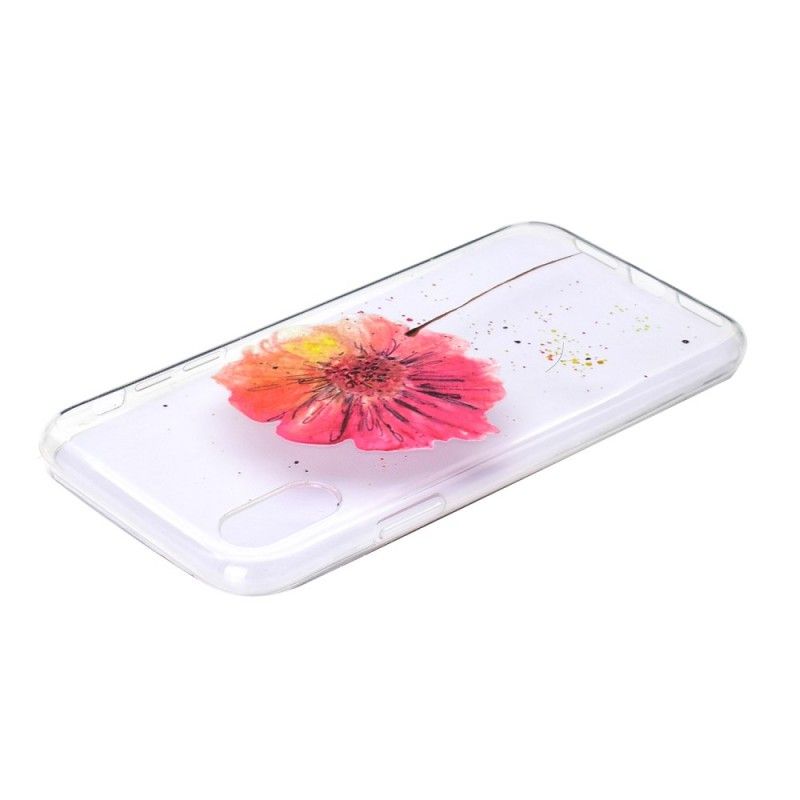 Hoesje voor iPhone XR Transparante Aquarel Klaproos