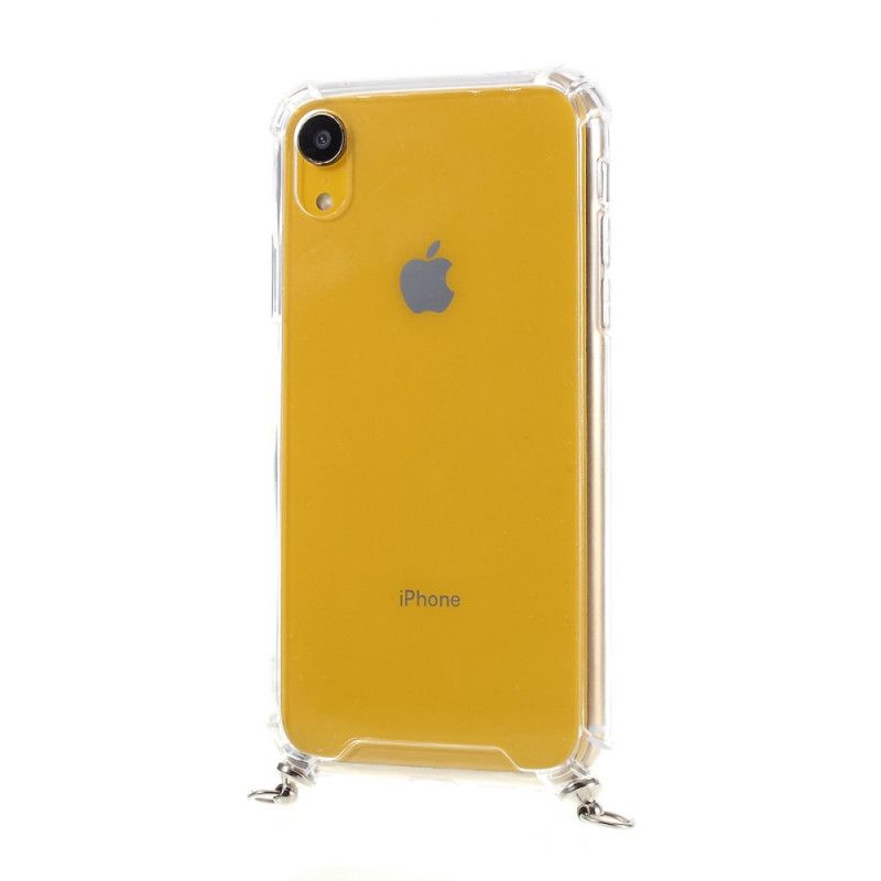 Hoesje voor iPhone XR Zwart Hybride Met Gekleurd Koord