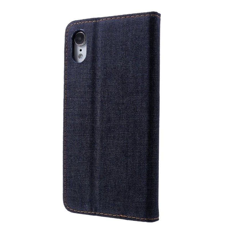 Leren Hoesje iPhone XR Donkerblauw Telefoonhoesje Klassieke Jeans