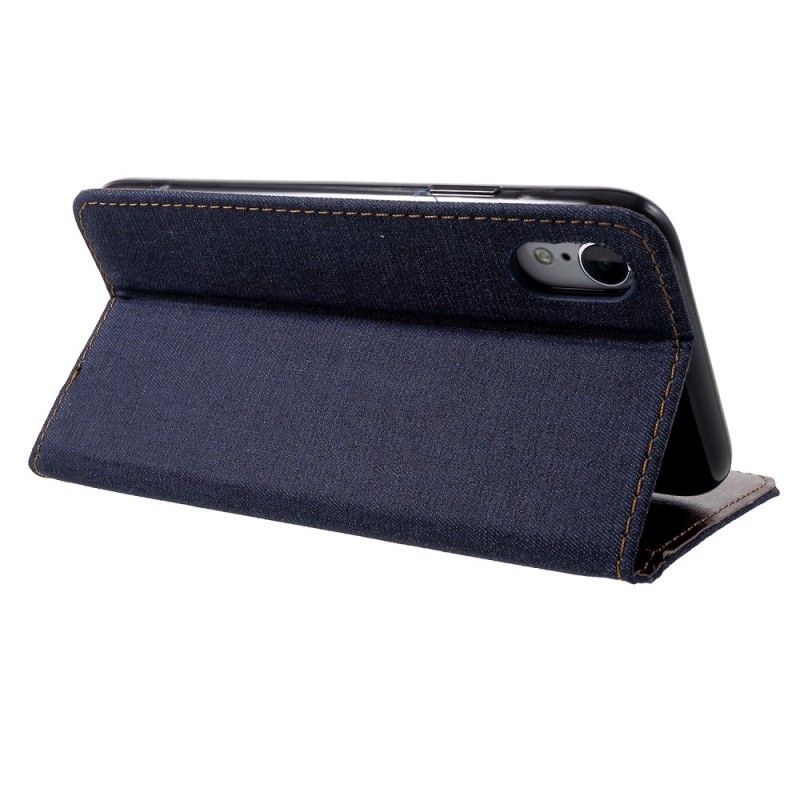 Leren Hoesje iPhone XR Donkerblauw Telefoonhoesje Klassieke Jeans