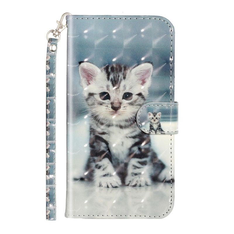 Leren Hoesje iPhone XR Kitten Lichte Vlekjes Met String